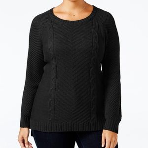 NY Collection Plus Size Cable-Knit Sweater Top NEW